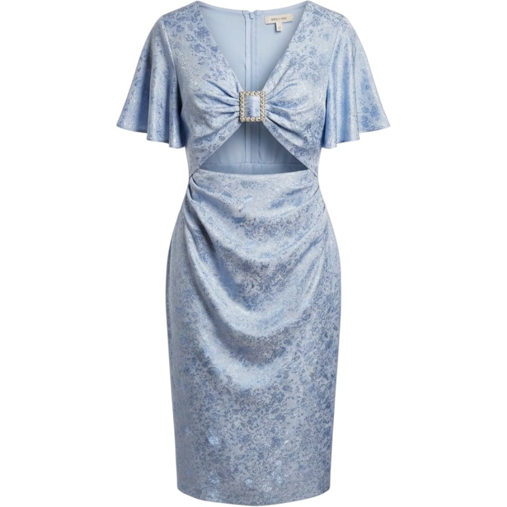 Song of Style Mirand Midi Statement Dress Large Y2K Bling French Blue Pearl